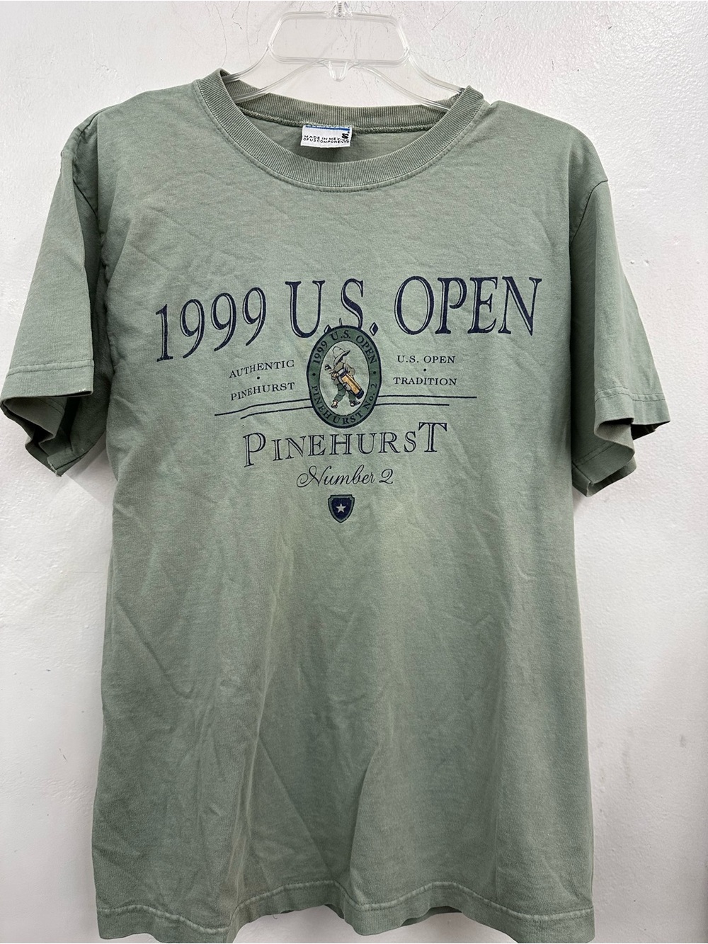 1999 us open pinehurst golf t shirt olive distressed green size small men’s gear